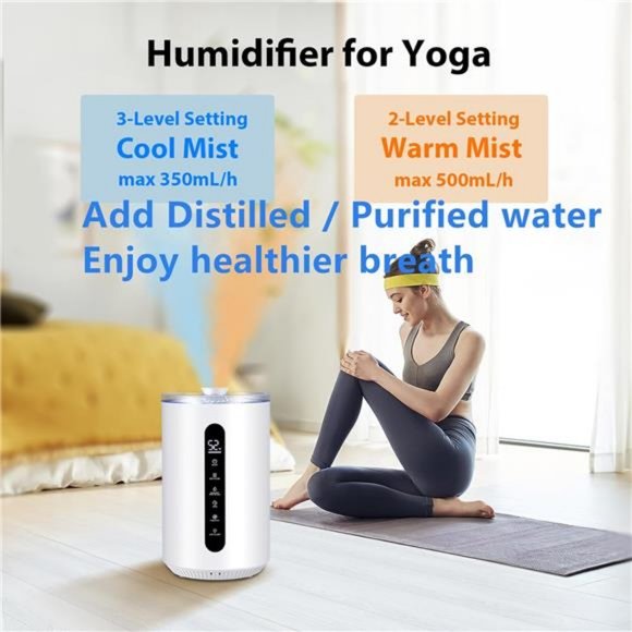 Tower Humidifiers for Large Room, 6.6L  Topfill Ultrasonic Warm and Cool Mist - Picture 2 of 7